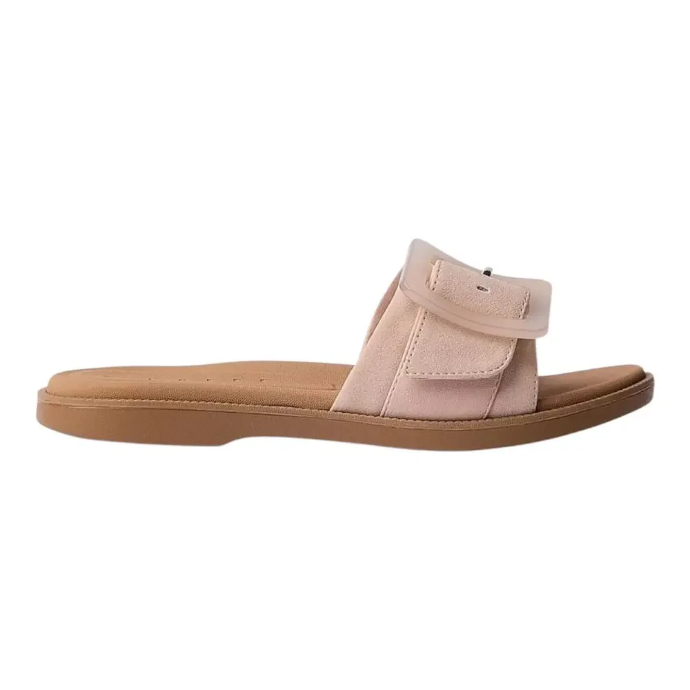 Reef Women's Sunny Emma Leather Buckle Slide Sandals Cameo Rose Size 8